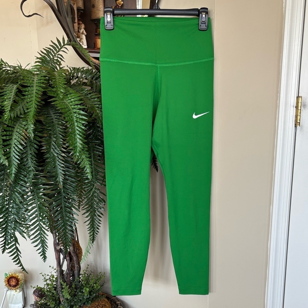 Nike Yoga Dri-Fit 7/8 Tights Apple Green White Swoosh High Rise Leggings